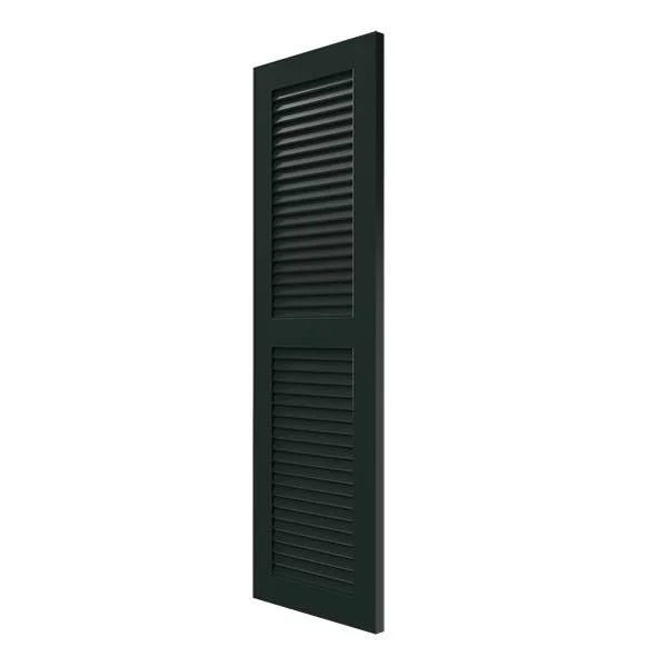 Ekena Millwork CWL18X025DGC 18x22W x 25x22H Exterior Composite Louvered Shutters (Per Pair), Black Forest Green
