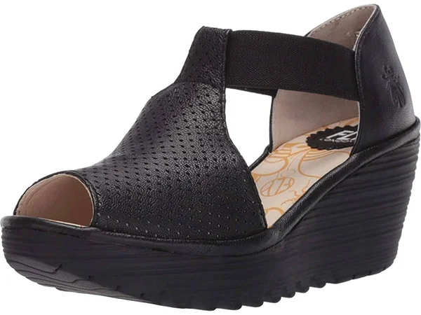 Fly London Women's Sandal Black Yemo Leather Sandal 39