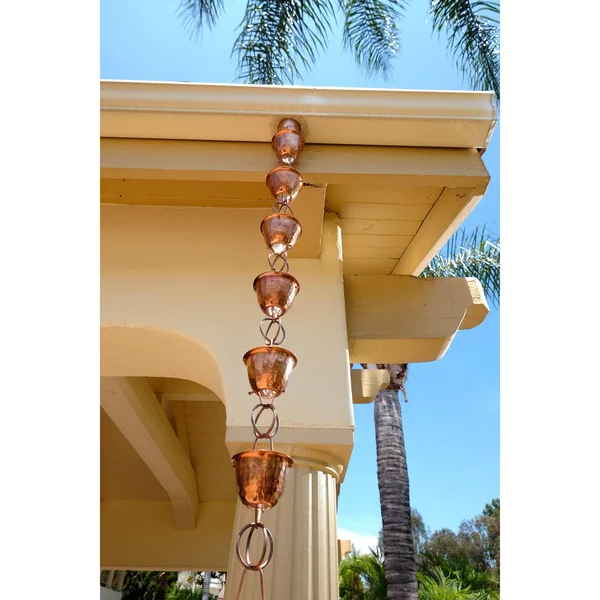 Monarch Pure Copper Hammered Cup Rain Chain 8.5-Foot