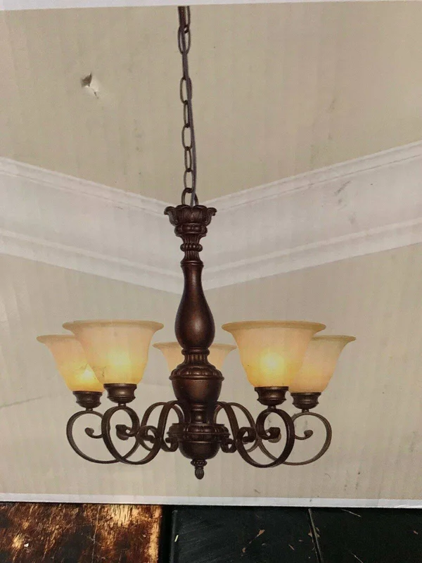 Hampton Bay - Carina 5-Light Aged Bronze Chandelier (1000015036)
