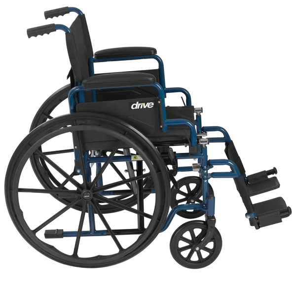 Drive Medical Blue Streak Wheelchair with Flip Back Desk Arms - Swing Away Footrests, 16x22 Seat, 42" x 12.5" x 36"