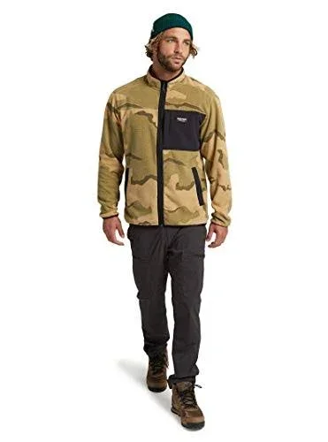 Burton Men's Hearth Full-Zip Fleece - Barren Camo, True Black, S