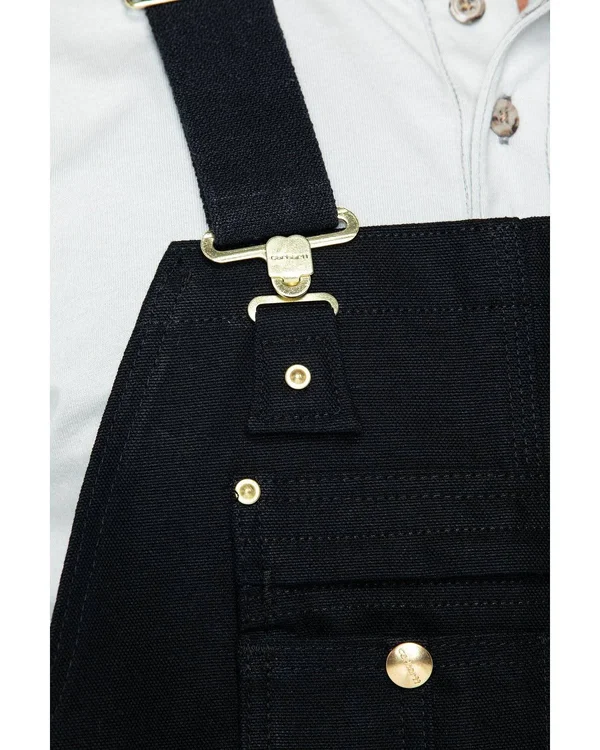 Carhartt Men's Black Duck Zip-To-Thigh Quilt-Lined Bib Overalls
