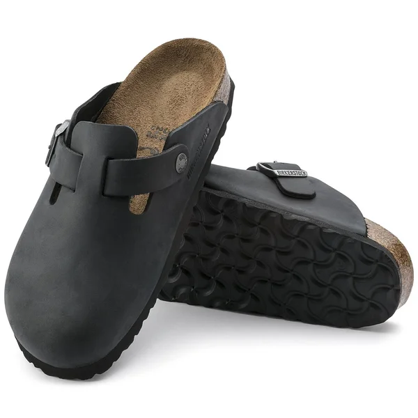 Birkenstock- Boston Leather Slippers- Woman- 37 - Black
