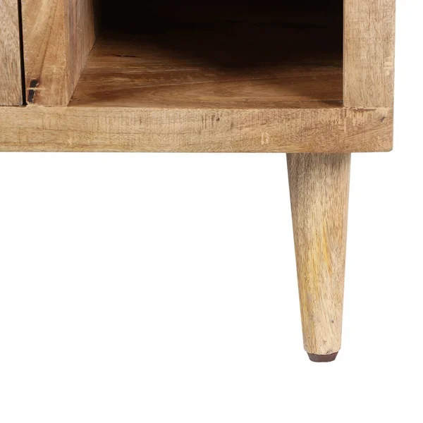 The Urban Port Transitional Mango Wood Side Table with Open Cubbies and Door Storage - Natural Brown