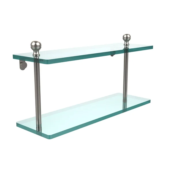 Allied Brass Mambo Collection 16 inch Two Tiered Glass Shelf Satin Nickel
