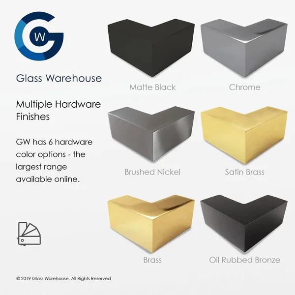 Glass Warehouse 58.25x22 x 33.5x22 Frameless Shower Bath Fixed Panel - Oil Rubbed Bronze