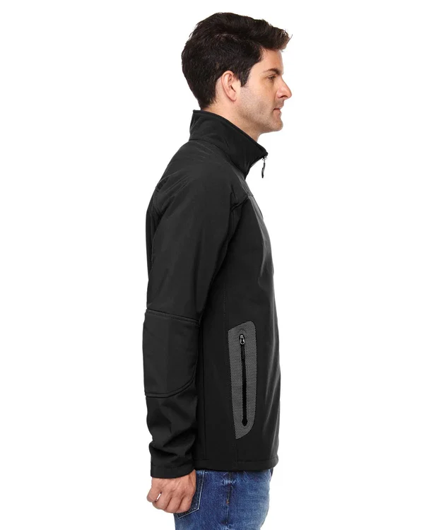 North End 88138 Men's Three-Layer Fleece Bonded Soft Shell Technical Jacket - Black - 5XL