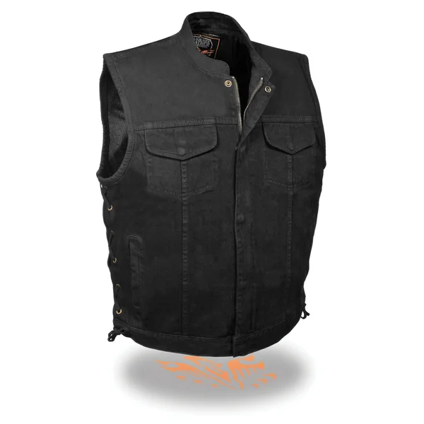 Milwaukee Performance Mdm3002 Men's Black Side Lace Denim Club Vest with Hidden Zipper - Black, 7X-Large