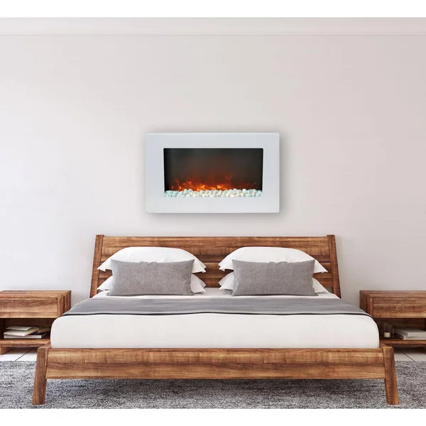 Cambridge Callisto 30 in. Wall-Mount Electric Fireplace with Crystal Rock Display - White