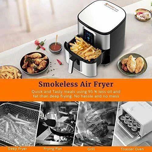 Kitcher 6.8qt Air Fryer - 1700W Toaster Oven & Oilless Cooker with Temperature Control, LED Touch Screen with 8 Presets, 50 R