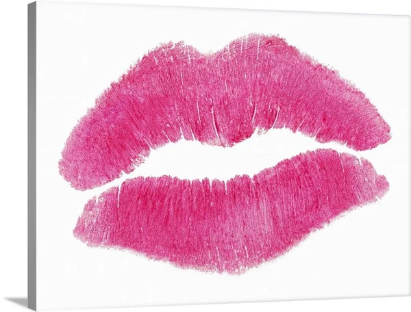 Pink Lipstick Kiss - Large Solid-Faced Canvas Wall Art Print, Great Big Canvas