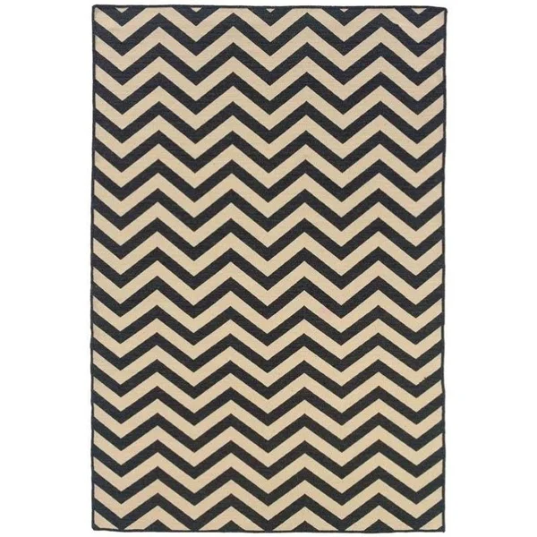Riverbay Furniture 5' x 8' Hand Woven Chevron Wool Rug in Gray