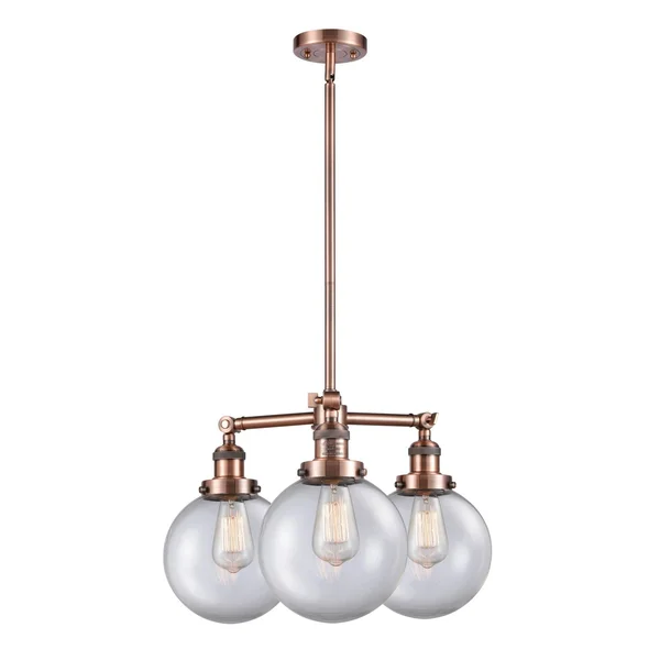 Innovations 207-AC-G202-8 Antique Copper Large Beacon 3 Light Chandelier