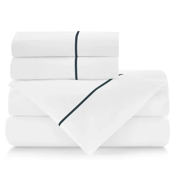 Peacock Alley Navy Boutique Embroidered Percale Sheet Set -King