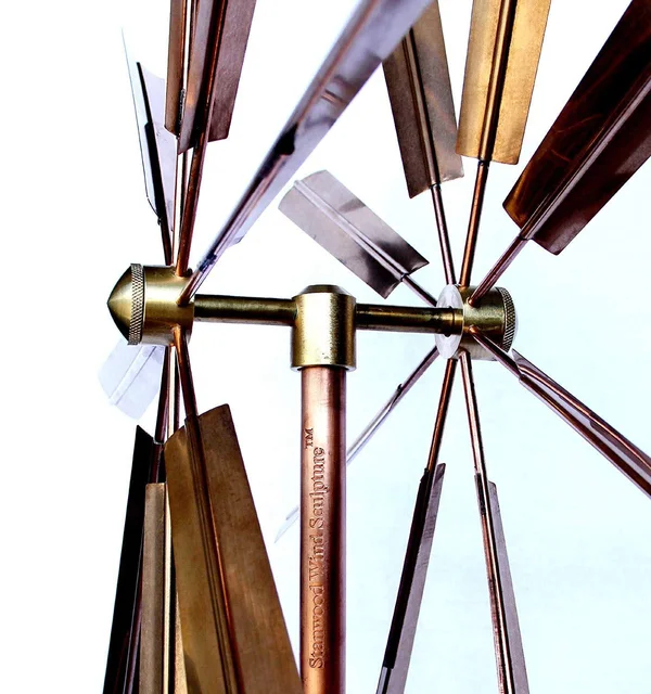 Stanwood Wind Sculpture Kinetic Copper Wind Sculpture - Double Windmill Spinner