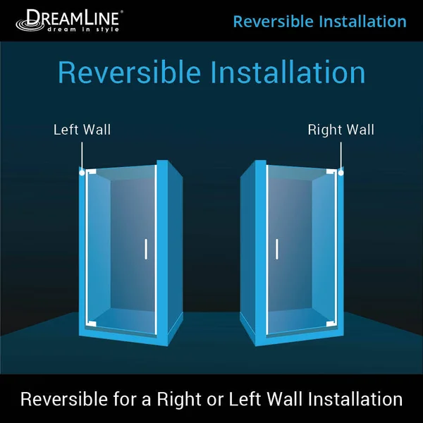 DreamLine SHDR-4128720-01 Elegance 28 3/4 - 30 3/4x22 Frameless Pivot Shower Door Chrome Finish