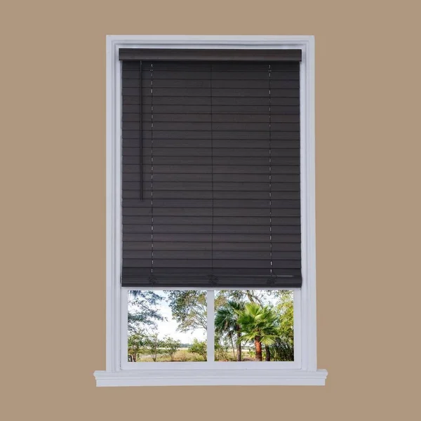 Allen + Roth 2-in Slat Width 71.75-in x 72-in Cordless Walnut Faux Wood Room Darkening Horizontal Blinds in Brown - DFWDD7272-71