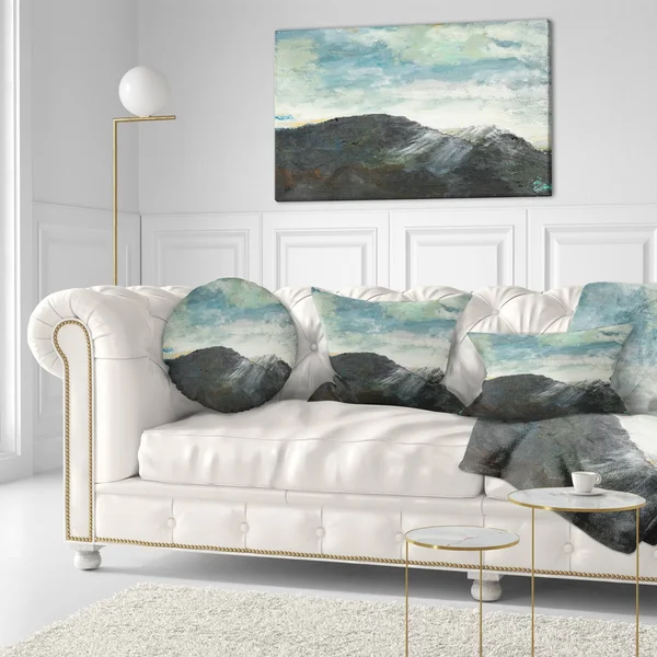 Design Art PT9562-40-20 Mountain Peak Under Cloudy Sky Landscape Painting Canvas Print, Blue, 40x20x22