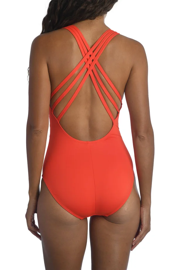 La Blanca Cross Back One-Piece Swimsuit - Blue/Green - 2
