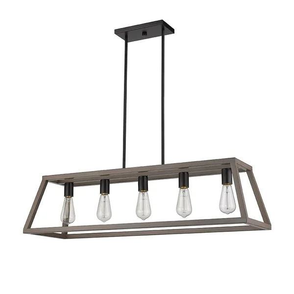 Ove Decors Agnes II 5-Light LED Wood Painting & Matt Black Finish Pendant Light