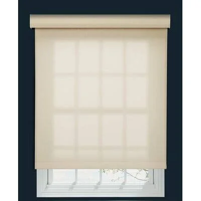 Custom 5% Light Filtering Roller Shade Linen Avenue Color: Muslin - Size: 67.75x22 W x 36 - 42x22 L