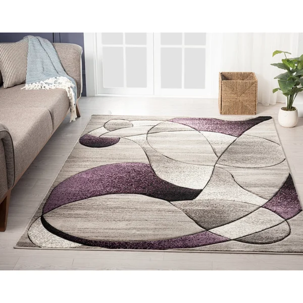 Rhodes Collection Abstract Designed Area Rug - 2'8'' x 8'1'' - Lilac