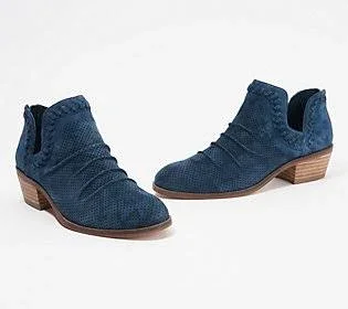Vince Camuto Perforated Suede Ankle Booties - Palmina - Size 10 Medium, Dark Navy