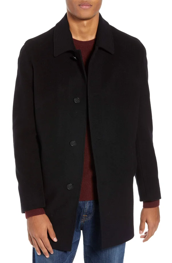 Cole Haan Wool Cashmere Topper Coat - x Large, Black
