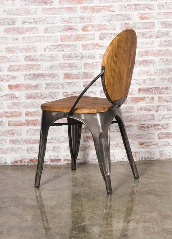 Fine Mod Imports Metal Dining Chair, Walnut