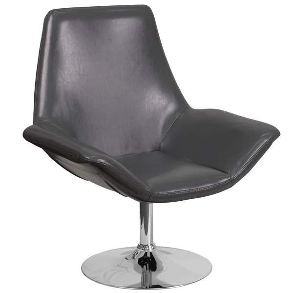 37.5x22 Gray Side Reception Chair with Round Base
