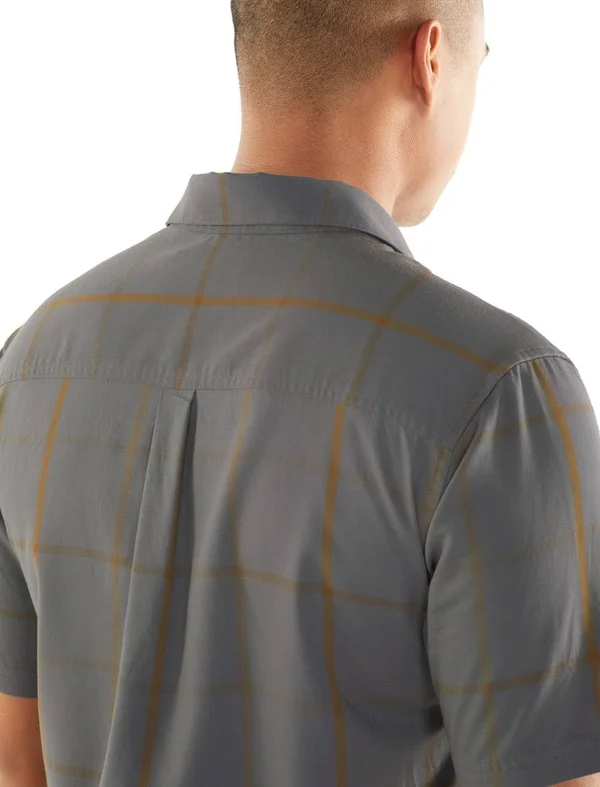 Icebreaker Compass Short-Sleeve Shirt - Men's Timberwolf/Tobacco/Plaid - XL