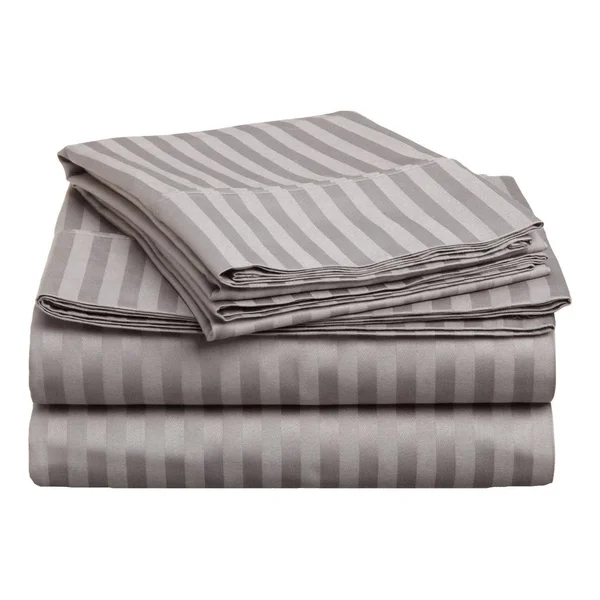Superior 400 Thread Count Deep Pocket Stripe Cotton Sateen Sheet Set, Full/White