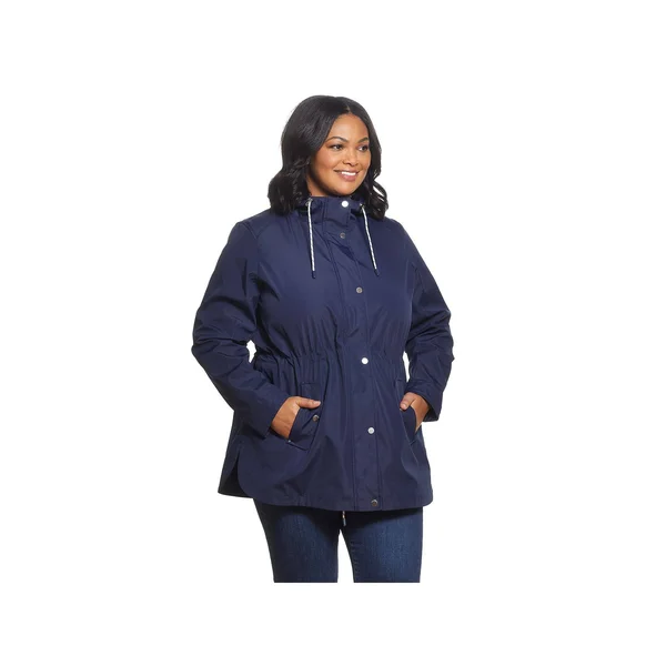 Weatherproof Plus Size Anorak Jacket with Nautical Stripe 3X True Navy - Boscov's