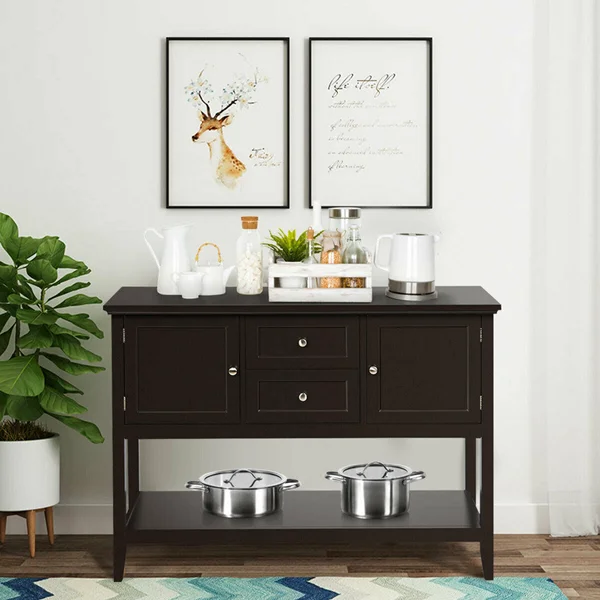 Wooden Sideboard Buffet Console Table-Brown