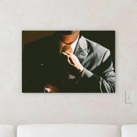 Ebern Designs 'Tie' Photographic Print on Canvas, Size: 36 inch H x 36 inch W x 2 inch D, Black