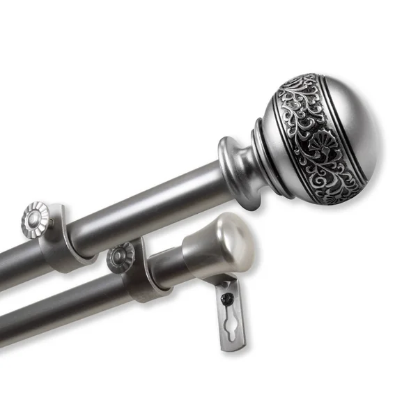 InStyleDesign Nadine Adjustable Double Curtain Rod (Satin Nickel - 66-120 inch)