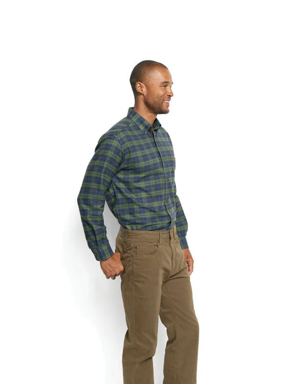 Men's Lodge Flannel Long-Sleeved Shirt Regular - Blue/Green, Size Large, Orvis