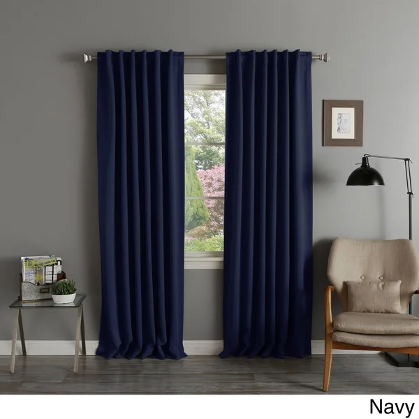 Aurora Home Solid Insulated Thermal Blackout Long Length Curtain Panel Pair - 52