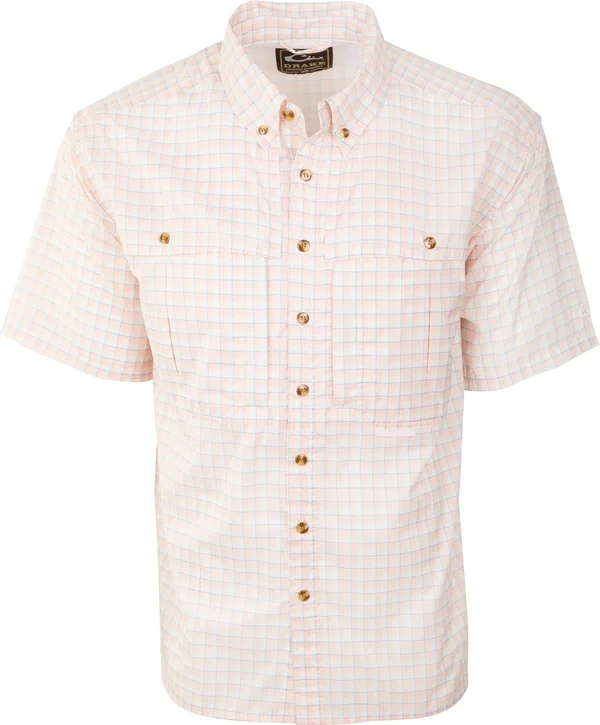 Drake Featherlite Plaid Wingshooter&s Shirt L/S LG Pale Pink Plaid