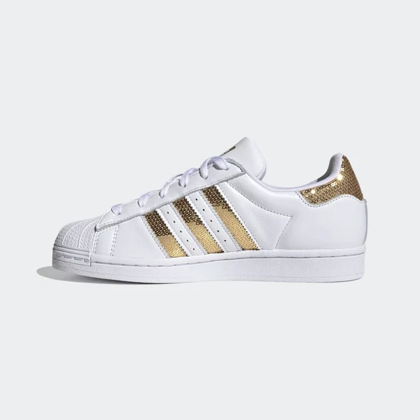 Adidas Superstar White/Gold Women's Shoes - Size: 5.5