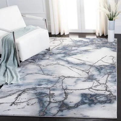 John-Paul Abstract Gray/Blue Area Rug Wrought Studio Rug Size: Rectangle 12& x 15&