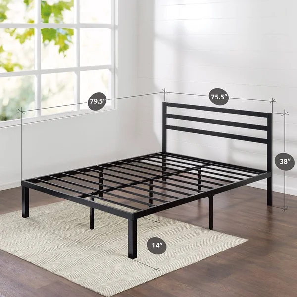 Zinus Quick Lock 14 inch Metal Platform Bed Frame with Headboard, Mattress Foundation, No Box Spring Needed, King