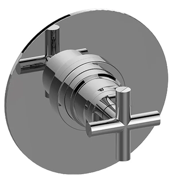 Graff Round Pressure Balancing Valve Trim with Cross Handle in Olive Bronze - SKU: G-7030-C17B-OB-T