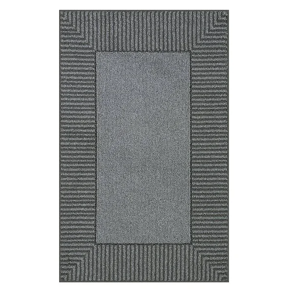 Maples Encore Striped Border Rug - Grey, 2x6 ft