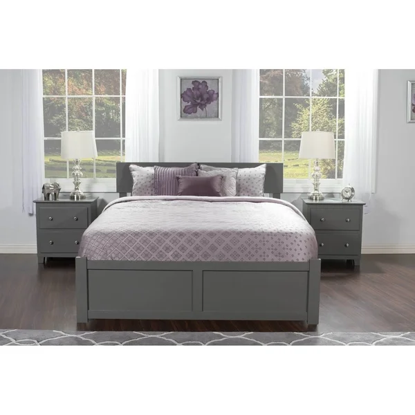 Atlantic Furniture Orlando Platform Bed with 2 Urban Bed Drawers, King, Grey
