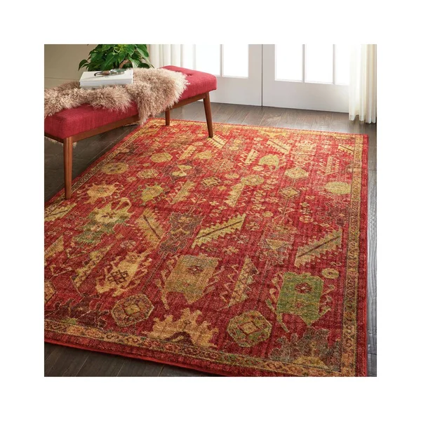 Nourison Jewel JEL04 5&3x22 x 7&5x22 Red Area Rug