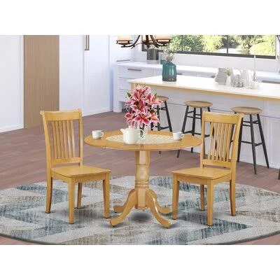 Villani Drop Leaf Rubberwood Solid Wood Dining Set Alcott Hill Pieces Included: 3 Pieces: 1 Table - 2 Chairs