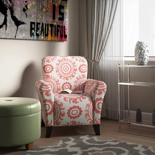 Porch & den Vallejo Orange Spice Medallion Curved Back Arm Chair