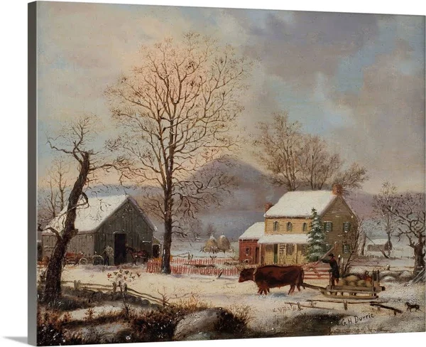 Winter Scene, 1830-60, Canvas Wall Art, 45x36, Great Big Canvas